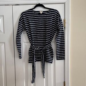J. Crew Navy and White Striped Top